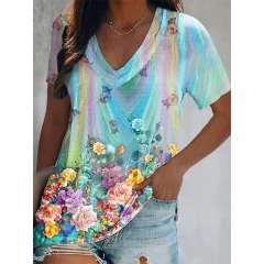 Blossom Beauty V-Neck Floral Tee